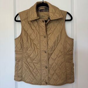 LL Bean Tan Quilted Equestrian Vest Size XSmall Petite